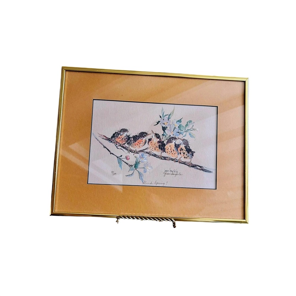Bird Lithograph Gold Framed Signed Jean Haefele Limited Edition